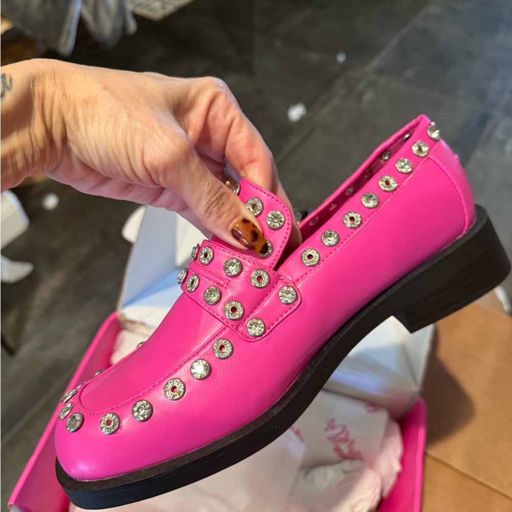 Olivia Miller Hot Pink Studded Loafers